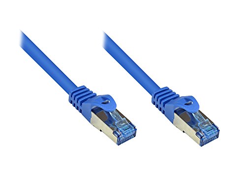 Kabelmeister® Cat.6A Ethernet LAN Patchkabel mit Rastnasenschutz - S/FTP, PiMF, PVC, 500MHz, halogenfrei- 10-Gigabit-fähig - blau, 0,25m von Kabelmeister