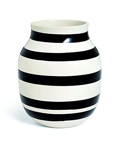 Kähler Vase H20 cm Omaggio Originaldesign mit handgemalte Streifen, schwarz von HAK Kähler