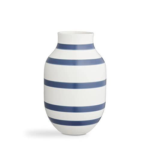 Kähler Vase H31 cm Omaggio Originaldesign mit handgemalte Streifen, blau von HAK Kähler