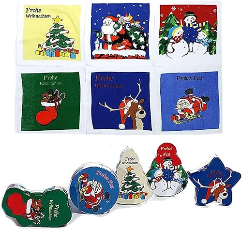 6 er Set Magische Handtücher aus Baumwolle Weihnachten Adventskalender Mitgebsel Mitbringsel (6er Set (= 6 Stück) Santa & Friends) von KAMACA