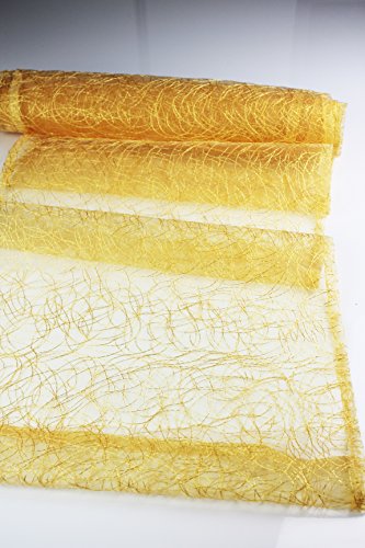 KAMACA Tischband Dekostoff Organza Textilfaser Magic 10 Meter lang 45 cm breit für ausgefallene Tisch Deko (gelb) von KAMACA