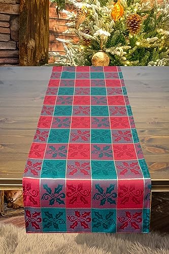 KAMACA Tischläufer 40x140 cm mit filigraner Stickerei Küche Esstisch Tisch Dekoration Eyecatcher in Herbst Winter Weihnachten (Karos) von KAMACA