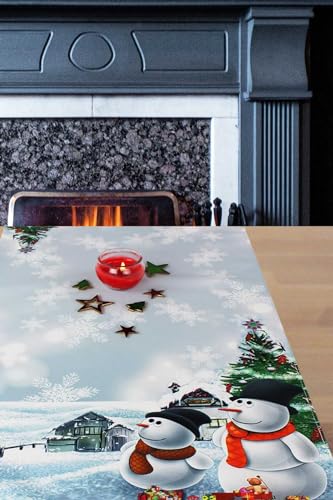 KAMACA Tischläufer 40x90 cm mit hochwertigem Druck-Motiv Küche Esstisch Eyecatcher Herbst Winter Weihnachten (Frosty Snowman 40x90) von KAMACA