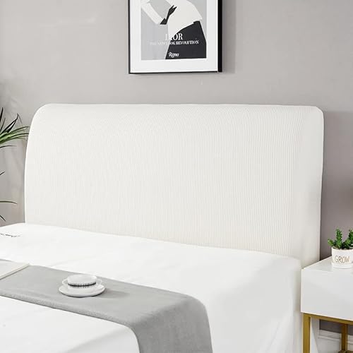 Kamanan Bettkopfteil Hussen Kopfteilbezug All-Inclusive Kopfteilbezug Dehnbare Kopfteilbezug Bett Kopfteil Bezug Elastisch für Gepolstertes Schlafzimmer Kopfteil (Weiß, 190-210cm) von Kamanan