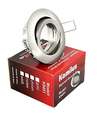 Kamilux 4er Set Einbaustrahler/Spot Bajo in Edelstahl-gebürstet, Halogen oder LED geeignet, inkl. GU10 Fassung und MR16 Fassung, 12Volt oder 230V, ohne Leuchtmittel von Kamilux