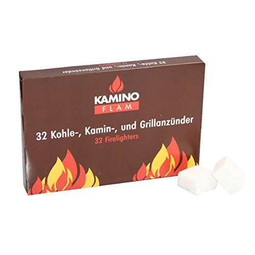 KaminoFlam Grillanzünder Würfel 32 Stück - Kaminanzünder - Kohleanzünder - Grill Anzünder für Kohle & Holz - Feueranzünder für Grillkamin & Ofen von Kamino-Flam