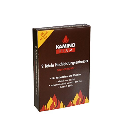 KaminoFlam Rußentferner zur Reinigung von Kamin & Kachelofen - Hochleistungs Entrußer für den Kaminofen - Kaminreiniger Platten für Holz & Kohle Ofen von Kamino-Flam