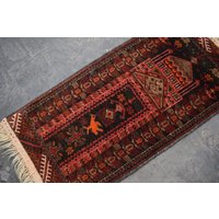 Size 1'8 X 3'5 Fuß Vintage Handgemachter Afghan Turkmen Bildlicher Kleiner Teppich Aus 100% Wolle von Kamrancarpets