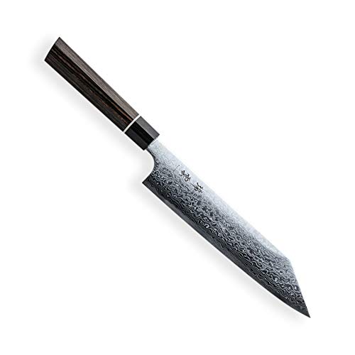 Kanetsugu Zuiun KIRITSUKE/KOCHMESSER - Küchenmesser, Chefmesser, Fleischmesser, Allzweckmesser & Japanischer SG2 Pulverstahl & 62 Schichten Damaststahl & 7-Eckige Pakka-Holz Griff, Klinge 210 mm von Kanetsugu Zuiun