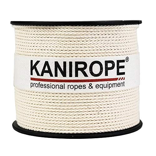 Kanirope® Baumwollseil COBRAID 1,5mm 100m Farbe Cremig Weiß 8-Fach geflochten von Kanirope