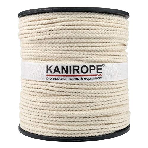 Kanirope® Baumwollseil COBRAID 4mm 100m Farbe Cremig Weiß 8-fach geflochten von Kanirope