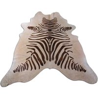 Beige Zebra-Rindsleder Teppich | Braune Streifen/ Perfekte Qualität Aber Großer Stich - Größe 20 X 16 cm # M-1039 von Kanukhides