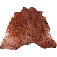Brauner Rindsleder Teppich Mit Zebramuster | Veggie Tanned - Größe 16 X 15 cm # M-1028 von Kanukhides