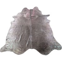 Zinn Metallic Acid Washed Rindsleder Teppich | Hintergrund Ist Naturgrau - Größe 20 X 16 cm C-1416 von Kanukhides