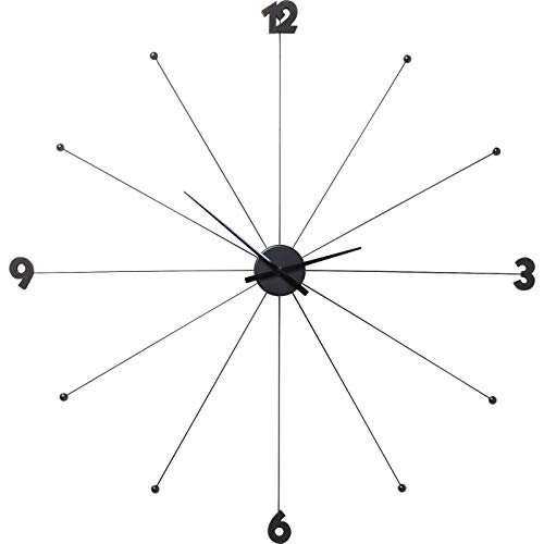 Kare Design Wanduhr Like Umbrella, Schwarz, 100cm Durchmesser, Uhr, Aluminiumgestell, rund, 100x100x6 cm (H/B/T) von Kare