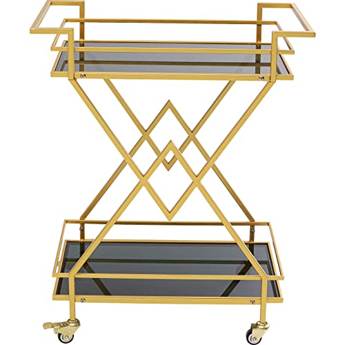 Kare Design Servierwagen Pyramids, Accessoire, rollbar, Glas, Schwarz/Gold, Höhe 79cm von Kare