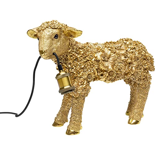 Kare Design Tischleuchte Animal Flower Sheep, Gold, Schaf, 36cm, Schreibtischlampe, Nachttischlampe, Dekoleuchte, Tischlampe, Leuchtmittel nicht inklusiv von Kare