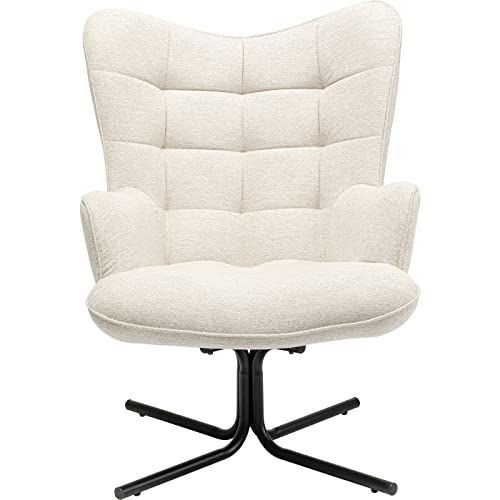 Kare Design Drehsessel Oscar, Creme, Sessel, 180 Grad drehbar, Gesteppte Rückenlehne, 95x82x73 cm (H/B/T) von Kare