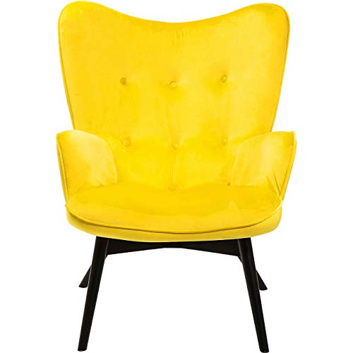 Kare Design Sessel Vicky Velvet, samtiger Loungesessel, TV-Sessel mit dunklem Holzgestell, (H/B/T) 92 x 59 x 63 cm, gelb von Kare