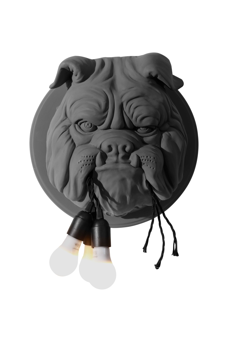 KARMAN Amsterdam dekorative Wandlampe im Bulldog design matt grau 3x E27 41x25cm von Karman