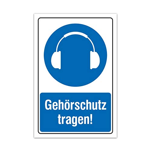 Aluverbund Hinweis Schild 30x20cm Wetterfest Kratzfest Rostfrei UV beständig - Gehörschutz tragen von Kartenmachen.de