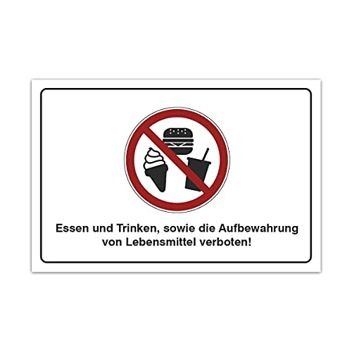 Aluverbund Hinweis Schild 30x20cm Wetterfest Kratzfest UV beständig - Essen und Trinken verboten von Kartenmachen.de