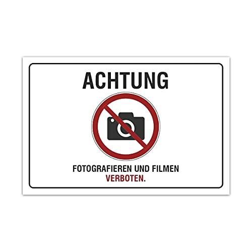 Aluverbund Hinweis Schild 30x20cm Wetterfest Kratzfest UV beständig - Fotografieren und Filmen verboten von Kartenmachen.de