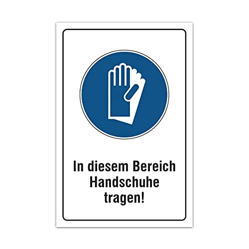 Aluverbund Hinweis Schild 30x20cm Wetterfest Kratzfest UV beständig - Handschuhe tragen von Kartenmachen.de