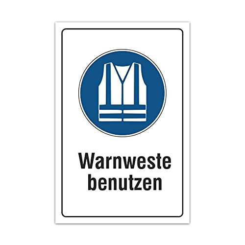 Aluverbund Hinweis Schild 30x20cm Wetterfest Kratzfest UV beständig - Warnweste benutzen von Kartenmachen.de