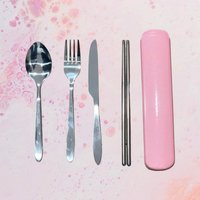 Wiederverwendbares Besteckset Aus Edelstahl - Mittagessen, Essen, Camping, Reisen Löffel, Gabel, Messer Und Essstäbchen Plus Tragbarer Koffer von KatCutsCreatesShop