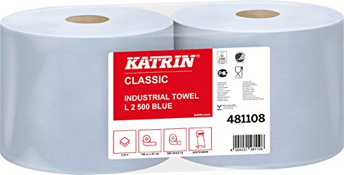 KATRIN® Wischtuch Classic L, Tissue, 2lagig, auf Rolle, 500 Tücher, 22 x 38 cm (2 Rollen), Sie erhalten 1 Packung á 2 Rollen von Katrin