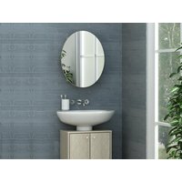 Badezimmer Hängeschrank oval mit Spiegel - Eichefarben - RURI von Kauf-unique