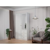 Kleiderschrank mit 2 Türen & 3 Schubladen - Mit Spiegel - 100 cm - Weiß - NOTIARI von Kauf-unique