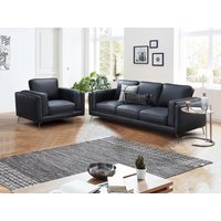 Sofagarnitur 3-Sitzer & Sessel - Leder - Schwarz - LECCO von Kauf-unique