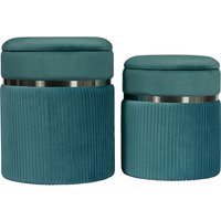 Hocker Zora 325 2er-Set Petrol / Silber Hocker Zora 325 2er-Set Petrol / Silber von Kayoom