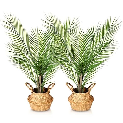 Kazeila Kunstpflanze Groß Areca Palme 80cm Künstliche Pflanzen Groß im Topf Kunstpalme Fake Pflanzen Plastik Pflanze Dekor(2Pack) von Kazeila