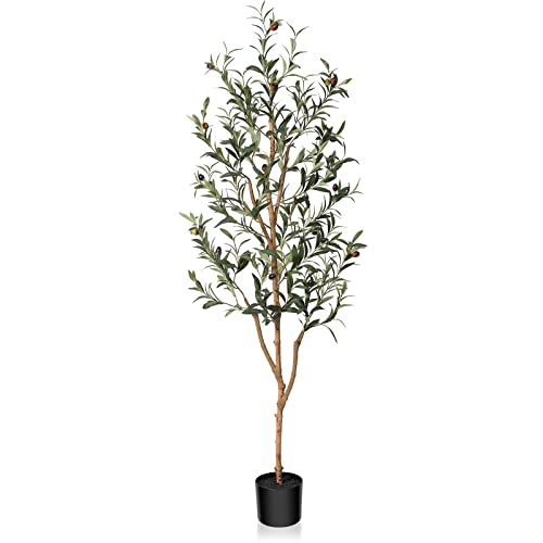 Kazeila Olivenbaum Künstlich 150cm Kunstpflanze Groß Künstliche Pflanzen Fake plastikpflanzen im Topf für Home Decor Zimmerdeko Schlafzimmer Dekoration von Kazeila