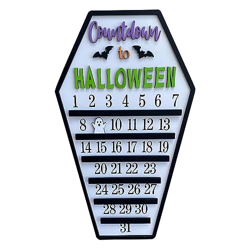 Kcvzitrds 31 Happy Halloween Sargkalender Countdown-Kalender mit Ausschnitt DREI Dekoration B von Kcvzitrds