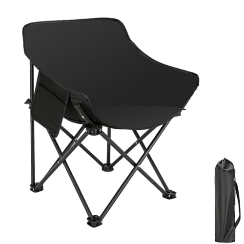Kcvzitrds Tragbarer Klappbarer Campingstuhl, Outdoor-Stuhl mit Aluminiumrahmen für Wandern und Strand, Schwarz von Kcvzitrds