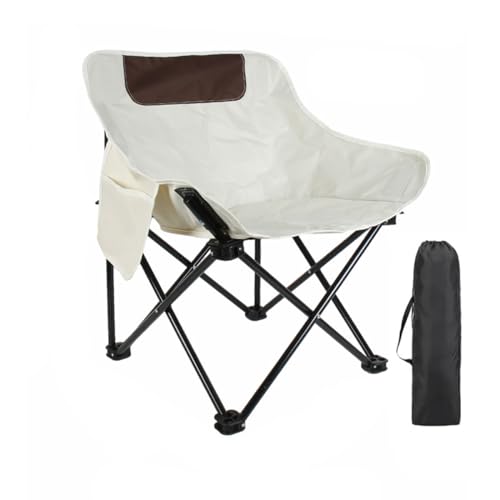 Kcvzitrds Tragbarer Outdoor-Stuhl, Klappbarer Campingstuhl mit Seitentasche und Tragetasche, Weiß von Kcvzitrds