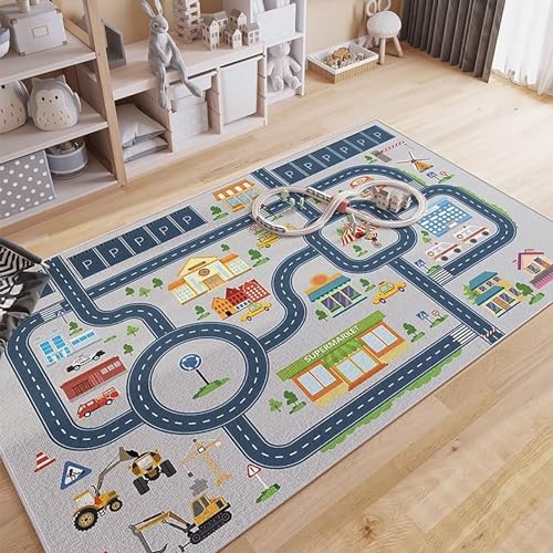 KeTXCZOAG Kinderteppich-Spielmatte, Autoteppich, Hopscotch-Matte für Kinder, kann zum Spielen mit Autos verwendet Werden. Kinderteppich-Spielmatte(Color:A,Size:200X300cm) von KeTXCZOAG