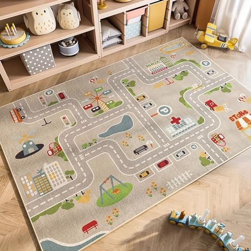 KeTXCZOAG Kinderteppich-Spielmatte, Autoteppich, Hopscotch-Matte für Kinder, kann zum Spielen mit Autos verwendet Werden. Kinderteppich-Spielmatte(Color:B,Size:120X160cm) von KeTXCZOAG