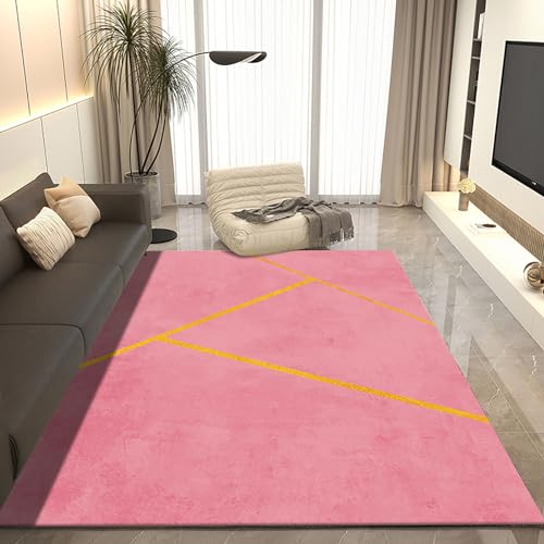 KeTXCZOAG Rosa Teppiche für Schlafzimmer, waschbare Teppiche, Rutschfester Abstrakter rosa Kinderzimmerteppich(Color:A,Size:160X230CM) von KeTXCZOAG