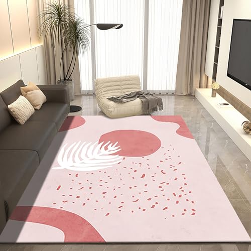 KeTXCZOAG Rosa Teppiche für Schlafzimmer, waschbare Teppiche, Rutschfester Abstrakter rosa Kinderzimmerteppich(Color:B,Size:120X160CM) von KeTXCZOAG