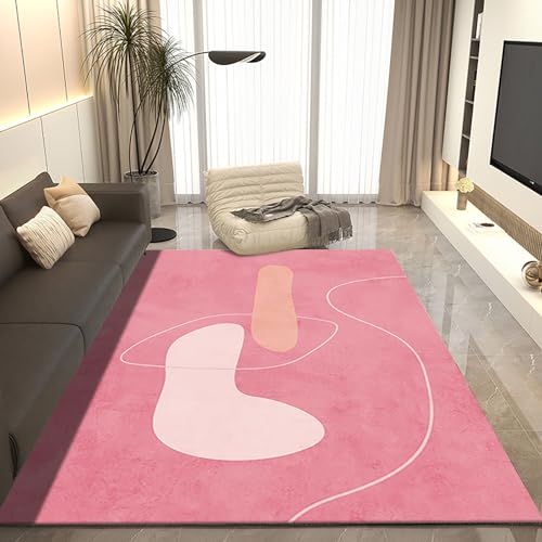 KeTXCZOAG Rosa Teppiche für Schlafzimmer, waschbare Teppiche, Rutschfester Abstrakter rosa Kinderzimmerteppich(Color:C,Size:120X160CM) von KeTXCZOAG