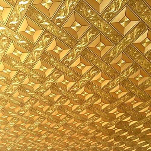 ketian Moderne Luxus Dick Gold Folie Mosaik Hintergrund Flicker Wand Papier Rolle/Hotel Deckenleuchte/Deko/Bar Tapete Rolle, PVC, goldgelb, 0.53m (1.73' W) x 10m(32.8'L)=5.3m2 (57 sq.ft) von KeTian