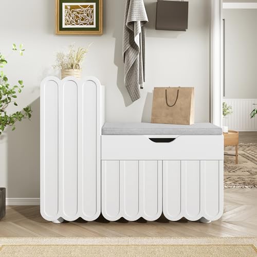 Kebnor Moderner 3-Türen-Schuhschrank mit Schublade & Sitzpolster –Weiß – Schuhschränke und Schuhbänke – Platzsparende Schuhschränke für den Flur – Stilvolle Schuhbänke für Flur und Eingangsbereich Kebnor Moderner 3-Türen-Schuhschrank mit Schublade & Sitzpolster –Weiß – Schuhschränke und Schuhbänke – Platzsparende Schuhschränke für den Flur – Stilvolle Schuhbänke für Flur und Eingangsbereich von Kebnor