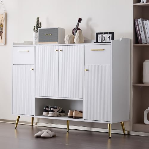 Kebnor Schuhschrank, Schuhregal mit 2 Schubladen und 4 Türen, Metallfüße, Maße: B130/W37/H100, weiß Kebnor Schuhschrank, Schuhregal mit 2 Schubladen und 4 Türen, Metallfüße, Maße: B130/W37/H100, weiß von Kebnor