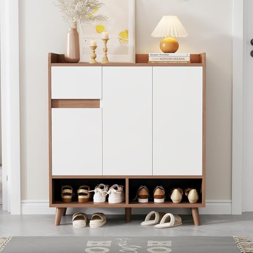 Kommode/Sideboard/Schuhschrank mit verstellbaren Einlegeböden – Minimalistischer Home Organizer mit Massivholzbeinen – Maße: H99 cm x B90 cm x T35 cm Kommode/Sideboard/Schuhschrank mit verstellbaren Einlegeböden – Minimalistischer Home Organizer mit Massivholzbeinen – Maße: H99 cm x B90 cm x T35 cm von Kebnor
