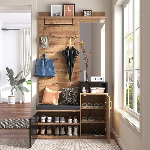 KecDuey Garderoben Set,Flurgarderoben Set,mit 4 Kleiderhaken, Spiegel, Schuhschrank, Wandgarderobe, oberes Ablagefach, Flurgarderobe Sitzbank,Kompaktgarderobe KecDuey Garderoben Set,Flurgarderoben Set,mit 4 Kleiderhaken, Spiegel, Schuhschrank, Wandgarderobe, oberes Ablagefach, Flurgarderobe Sitzbank,Kompaktgarderobe von KecDuey